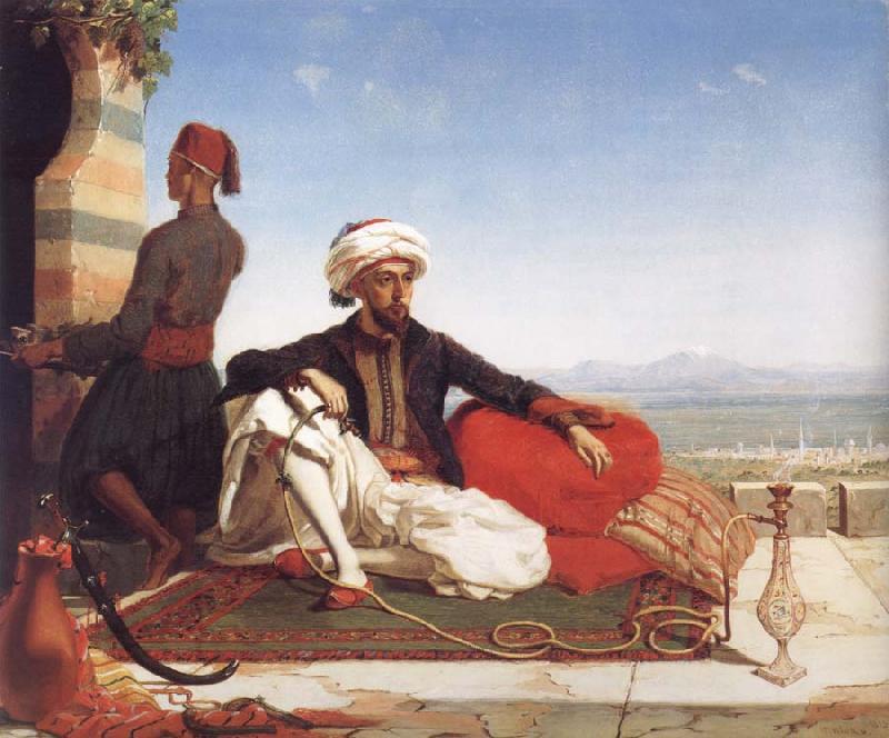 Hicks, Thomas Advocat Taylor with a View of Damascus oil painting image